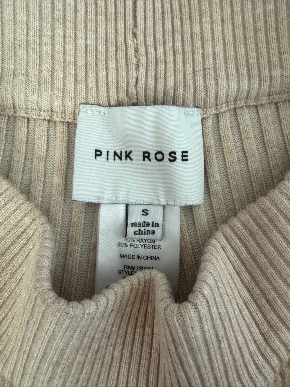 Pink Rose Cream Ribbed set - Picture 3 of 5